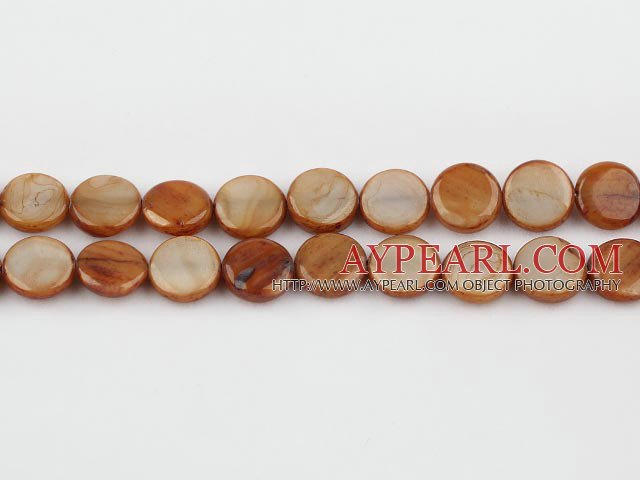 Shell Beads, Dark Amber Color, 10mm dyed round,Sold per 14.96-inch strand