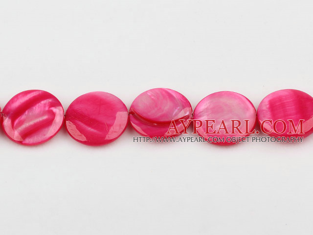 Shell Beads, Red, 20mm dyed round, Sold per 15-inch strand