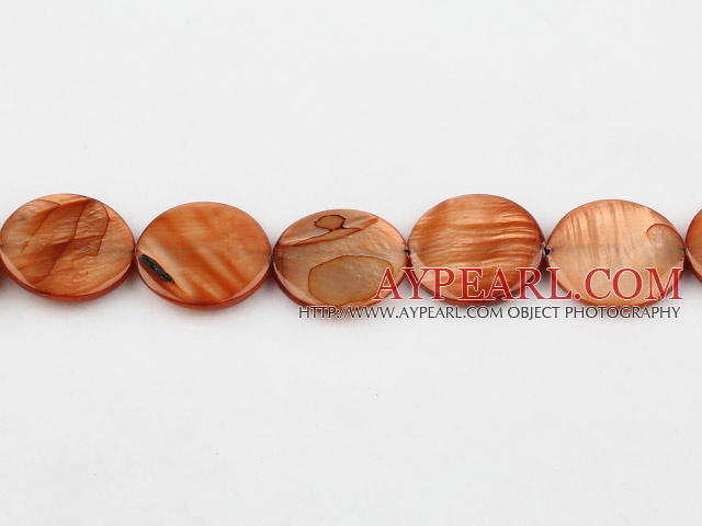 Shell Beads, Dark Amber Color, 20mm dyed round, Sold per 15-inch strand