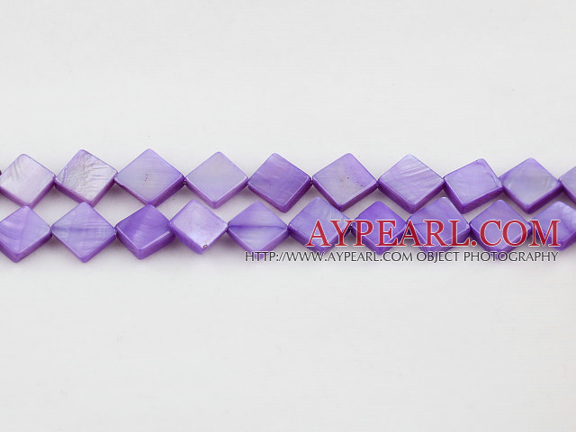 Shell Beads, Violet, 8*8mm dyed opposite angles , Sold per 15-inch strand