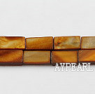 Shell Beads, Brown, 7*12mm dyed rectangle, Sold per 15-inch strand