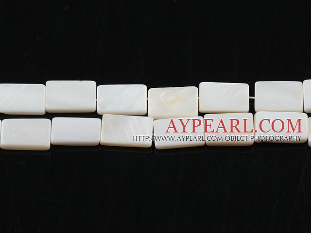 Shell Beads, White, 10*14mm rectangle shape, Sold per 15-inch strand