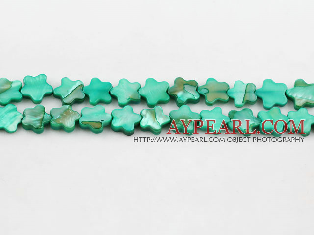 Shell Beads, Green, 3*10mm dyed quincunx, Sold per 15-inch strand