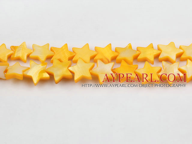 Shell Beads, Yellow, 3*12mm dyed starfish, Sold per 15-inch strand