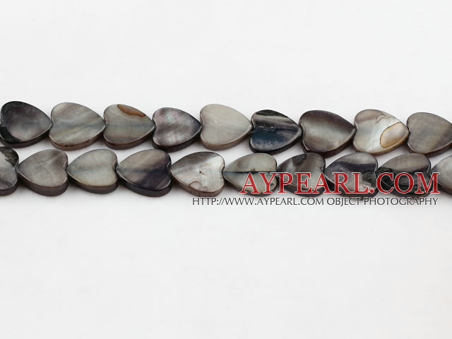 Shell Beads, Black, 3*12mm dyed heart shape, Sold per 15-inch strand