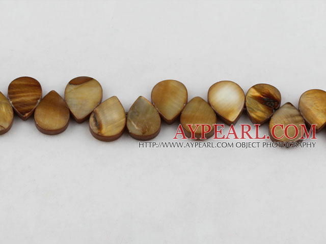 Shell Beads, Dyed brown, 10*15mm drop shape, Sold per 15.7-inch strand