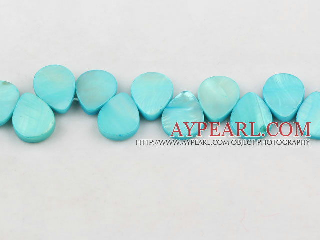 Shell Beads, Lake Blue, 12*18mm dyed drope shape, Sold per 15.7-inch strand