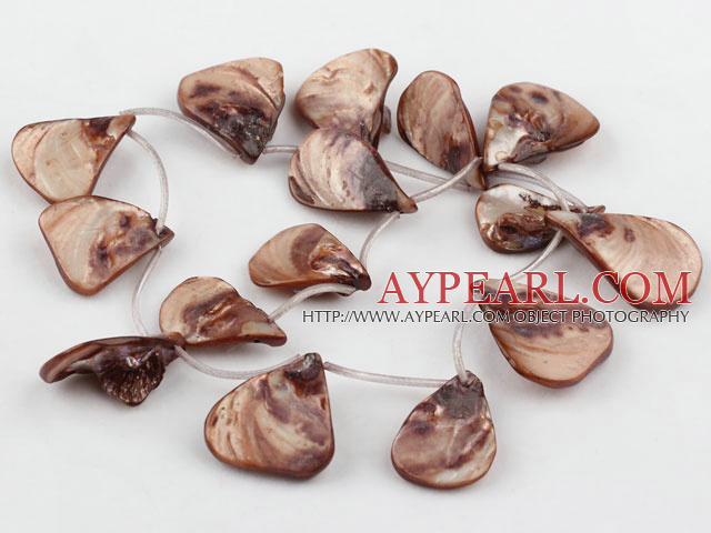 Shell Beads, Brown, 20*30mm dyed drop shape, Sold per 15.7-inch strand