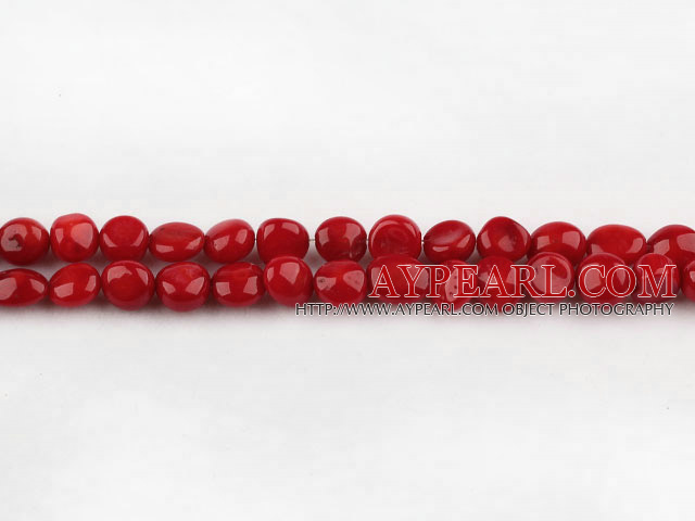 coral beads,5*7mm baroque wafer,red,Grade A,about 45 strands/kg