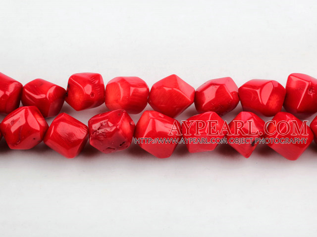 coral beads,14mm cube,red,Grade A,about 10 strands/kg