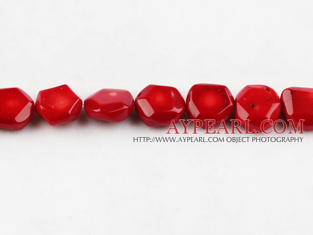 coral beads,6*13*15mm hexagon,red,about 16 strands/kg