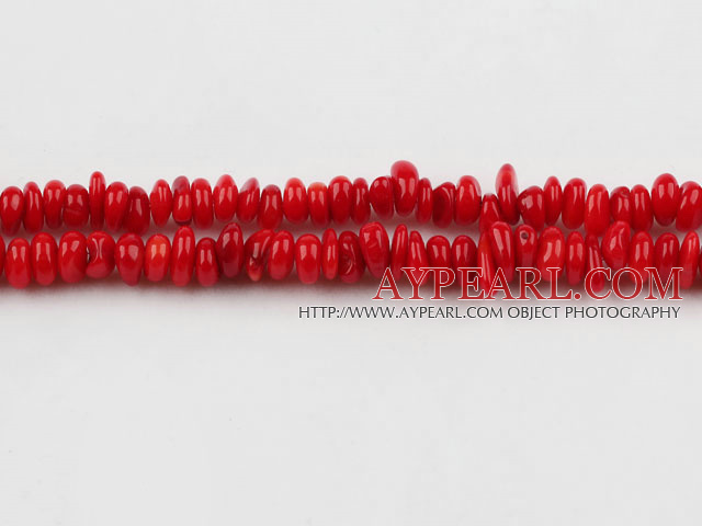 coral beads,3*6mm flat,red,about 15 strands/kg