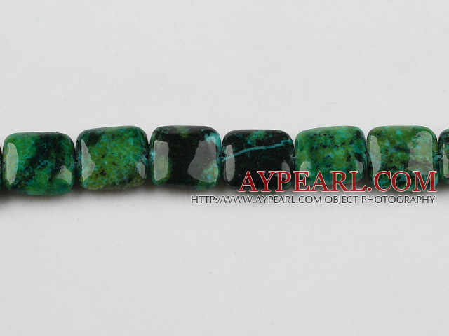 Chrysocolla beads, Green, 15*15mm round, square, Sold per 15.7-inch strand