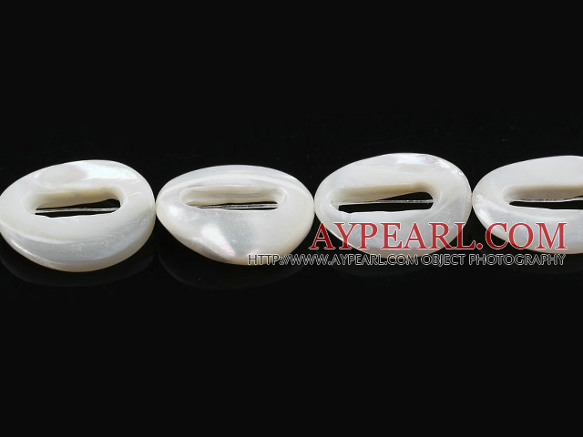 Shell Beads, White, 18*25mm hollow out egg shape, lip shell,Sold per 15.75-inch strands