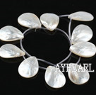 Shell Beads, White, 20*30mm drop shape, lip shell, Sold per 15.7-inch strand