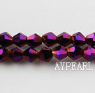 Lampwork Glass Crystal Beads, Purple, 4mm spinous, Sold per 18.5-inch strand