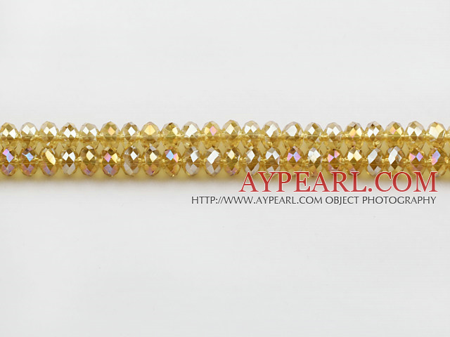 Lampwork Glass Crystal Beads, Lemon Yellow, 6mm colorful platode, Sold per 16.5-inch strand