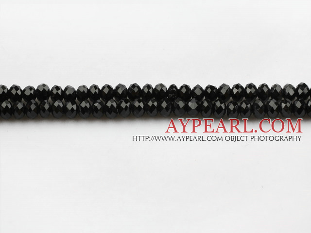 Lampwork Glass Crystal Beads, Black, 6mm flat, Sold per 16.1-inch strand