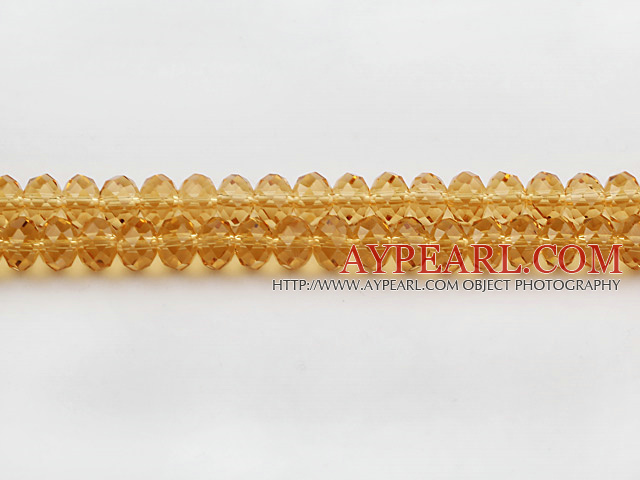 Lampwork Glass Crystal Beads, Gold Chanpagne Color, 8mm faceted platode, Sold per 15.75-inch strand