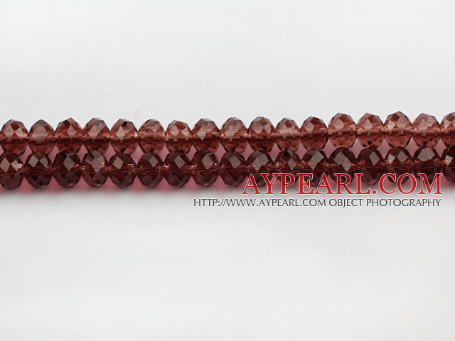 Lampwork Glass Crystal Beads, Reddish Violet, 8mm faceted platode, Sold per 16.54-inch strand