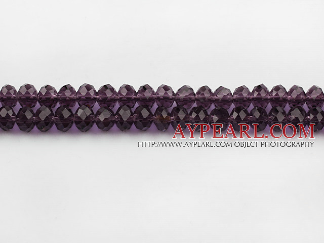 Lampwork Glass Crystal Beads, Violet Color, 8mm faceted platode, Sold per 16.14-inch strand