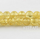 Lampwork Glass Crystal Beads, Faint Yellow, 8mm round frizzling shape, Sold per 31.5-inch strand
