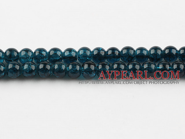 Lampwork Glass Crystal Beads, Peacock Blue, 8mm round frizzling shape, Sold per 31.5-inch strand