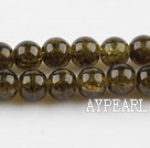 Lampwork Glass Crystal Beads, Dark Amber Color, 8mm round frizzling shape, Sold per 31.5-inch strand