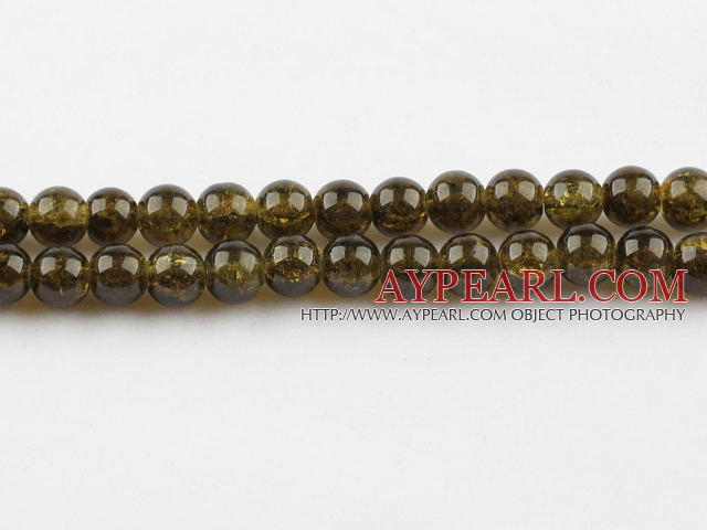 Lampwork Glass Crystal Beads, Dark Amber Color, 8mm round frizzling shape, Sold per 31.5-inch strand