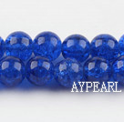 Lampwork Glass Crystal Beads, Sapphire Color, 10mm round frizzling shape, Sold per 31.5-inch strand