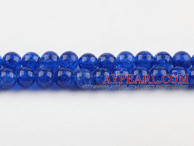 Lampwork Glass Crystal Beads, Sapphire Color, 10mm round frizzling shape, Sold per 31.5-inch strand