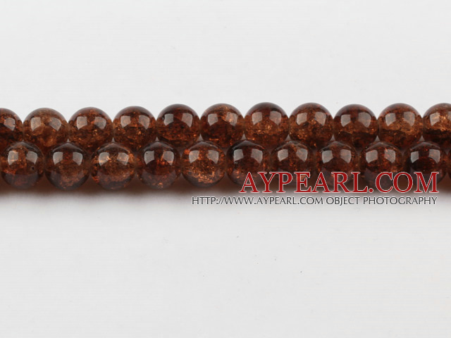 Lampwork Glass Crystal Beads, Brown, 10mm round frizzling shape, Sold per 31.5-inch strand