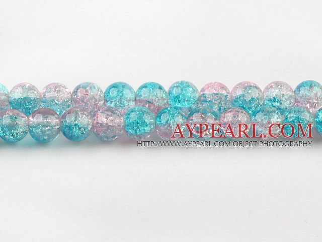 Lampwork Glass Crystal Beads, double color, 10mm round frizzling shape, Sold per 31.5-inch strand