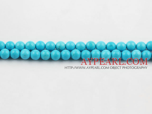 turquoise beads,6mm round,blue, sold per 15.75-inch strand