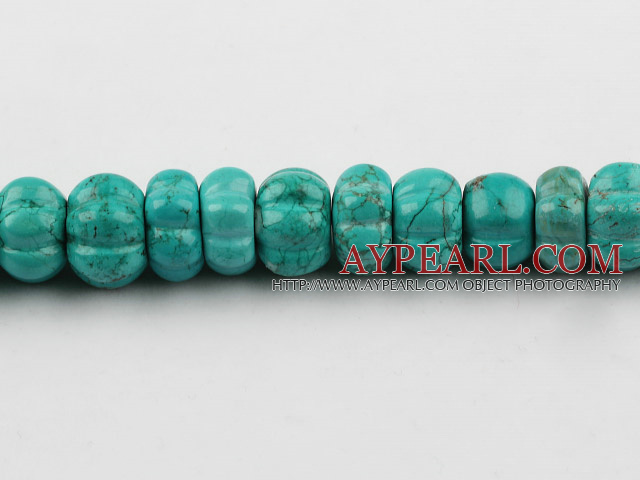 Turquoise Gemstone Beads, Green, 10*20mm pressed, pumpkin shape,about 5 strands/kg