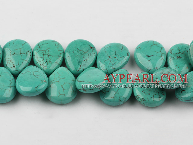 Turquoise Gemstone Beads, Green, 12*18*26mm partial hole, flat drop shape,Sold per 16.54-inch strands