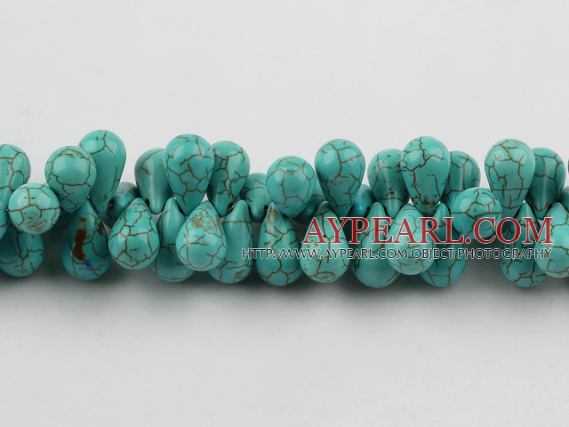 Turquoise Gemstone Beads, Green, 10*15mm pressed, burst pattern drop shape,about 6 strands/kg