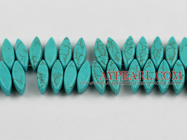 Turquoise Gemstone Beads, Green, 5*7*23mm pressed, horse eye shape,about 6 strands/kg