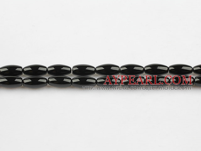 black agate beads,6*12mm rice,Grade A,sold per 15.35-inch strand