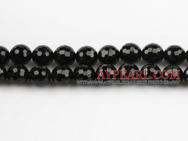 black agate beads,8mm,round,faceted,Grade A,sold per 15.35-inch strand