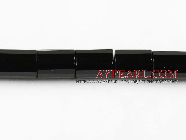 black agate beads,14*18mm,columniform,faceted,Grade A,Sold per 15.35-inch strands