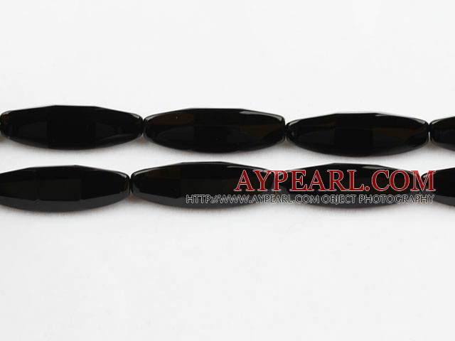 black agate beads,10*30mm,solid triangle,faceted,Grade A,Sold per 15.35-inch strands