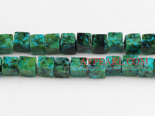 Chrysocolla beads.5*5mm cube,green, sold per 15.75-inch strand