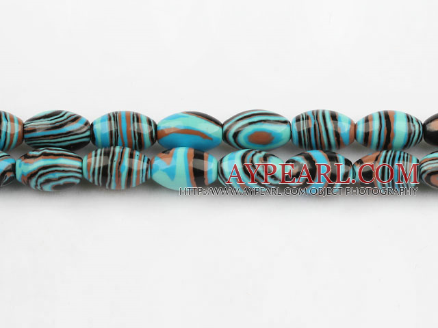 turquoise beads,8*12mm rice,multi color,sold per 15.75-inch strand