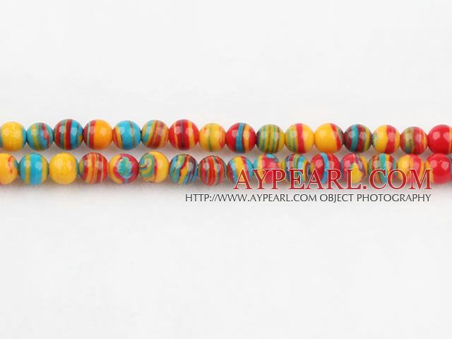 turquoise beads,4mm round,multi color,sold per 15.75-inch strand