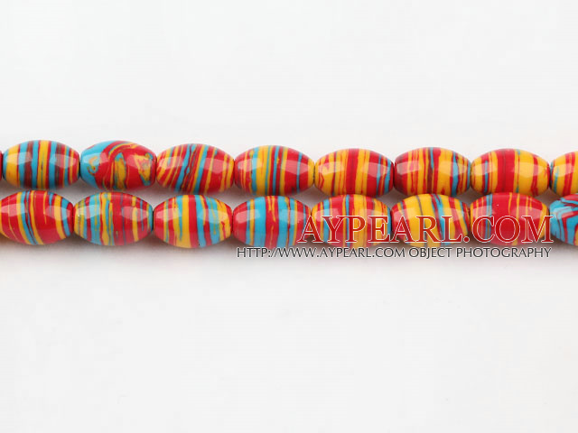 turquoise beads,8*12mm rice,multi color,sold per 15.75-inch strand