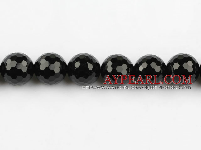 black agate beads,18mm round,faceted,Grade A ,Sold per 15.35-inch strands