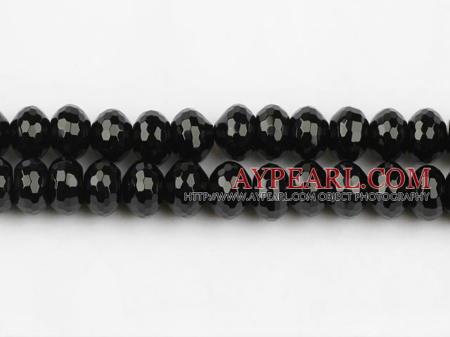 black agate beads,8*12mm abacus,faceted,Grade A ,Sold per 15.75-inch strands