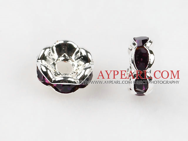 A Rhinestone Spacer Beads,6mm,modena,with silver wave lace,sold per Pkg of 100
