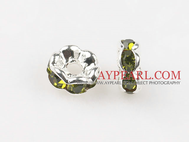 A Rhinestone Spacer Beads,6mm,yellow,with silver wave lace,sold per Pkg of 100